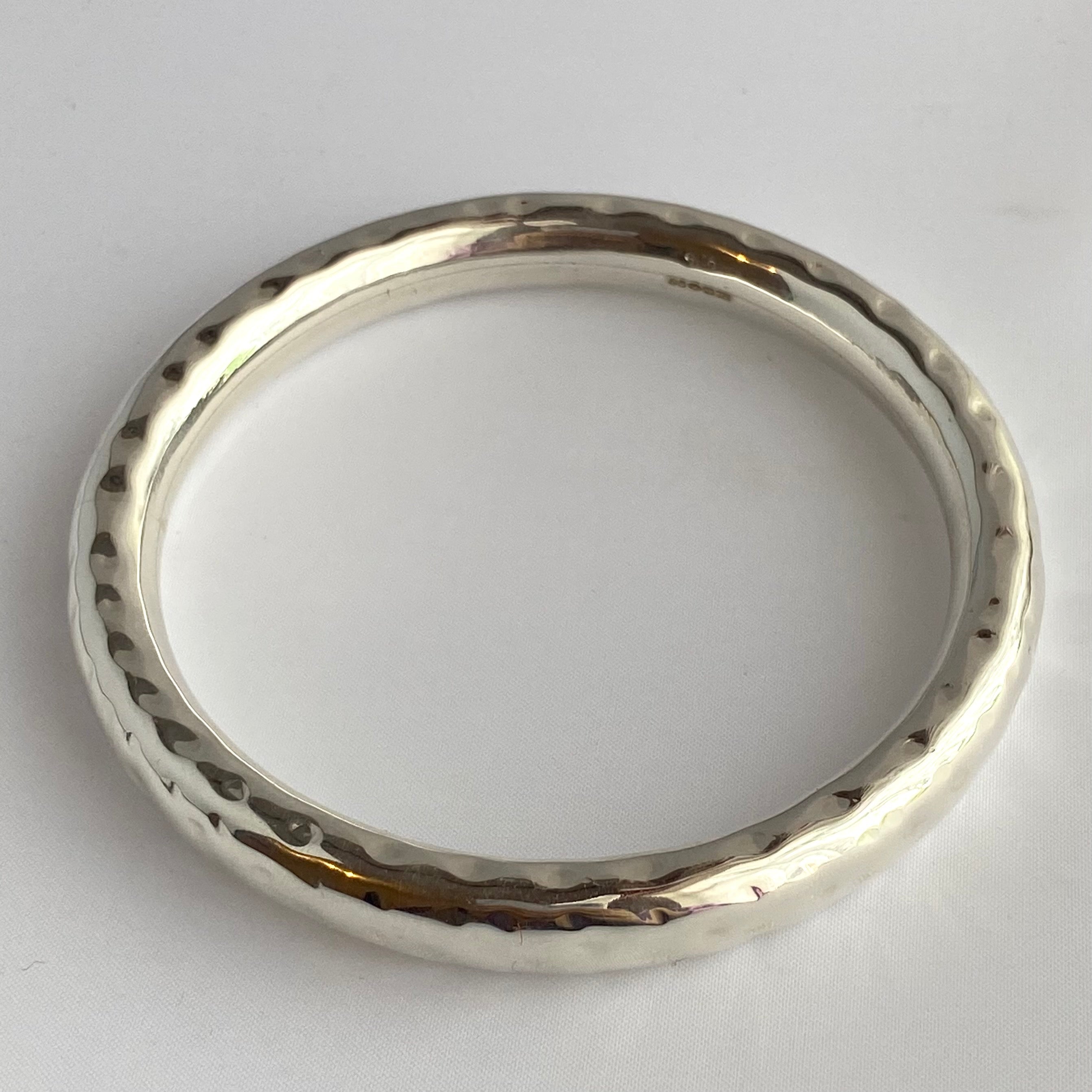 Sterling Silver Thick Hammered Bangle