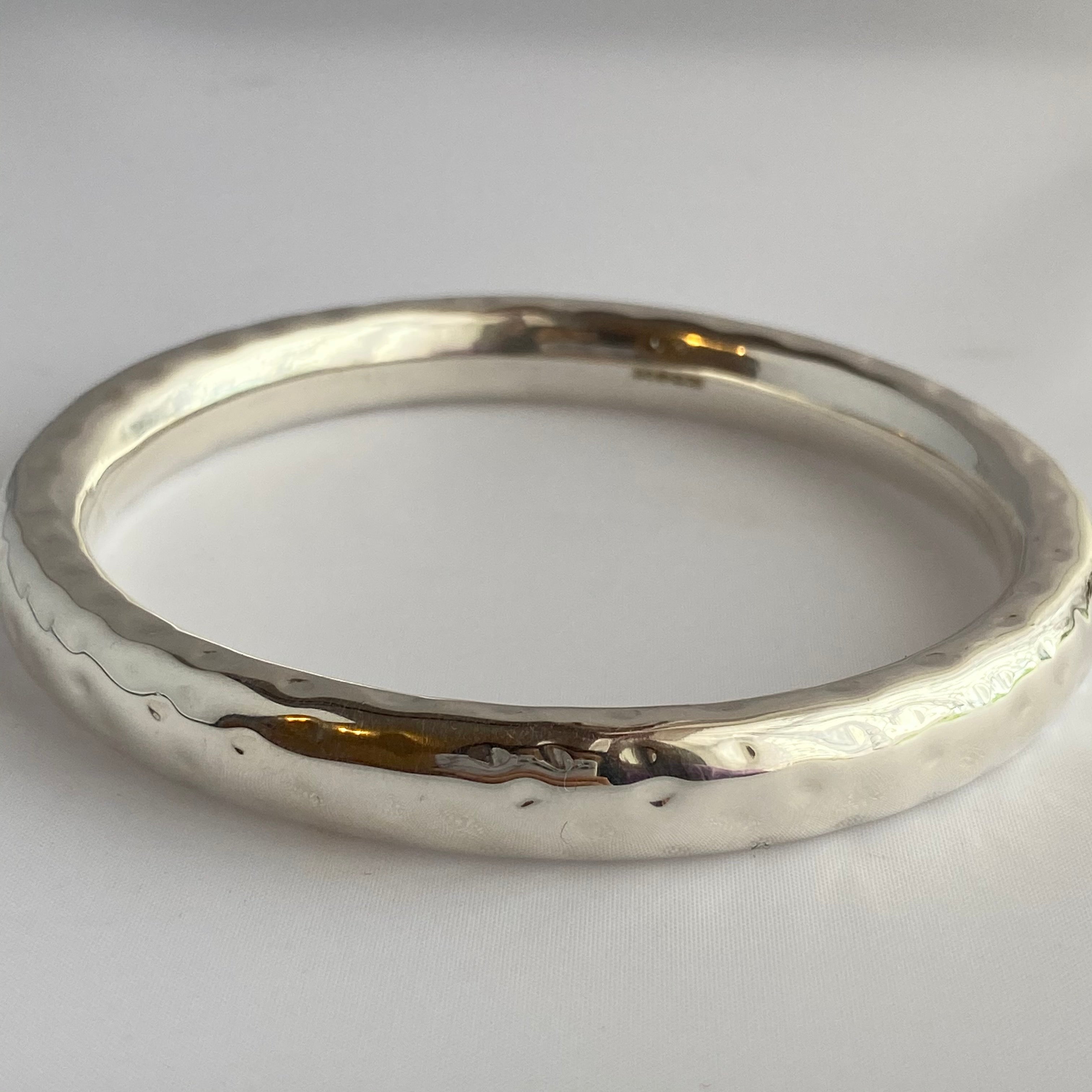 Sterling Silver Thick Hammered Bangle