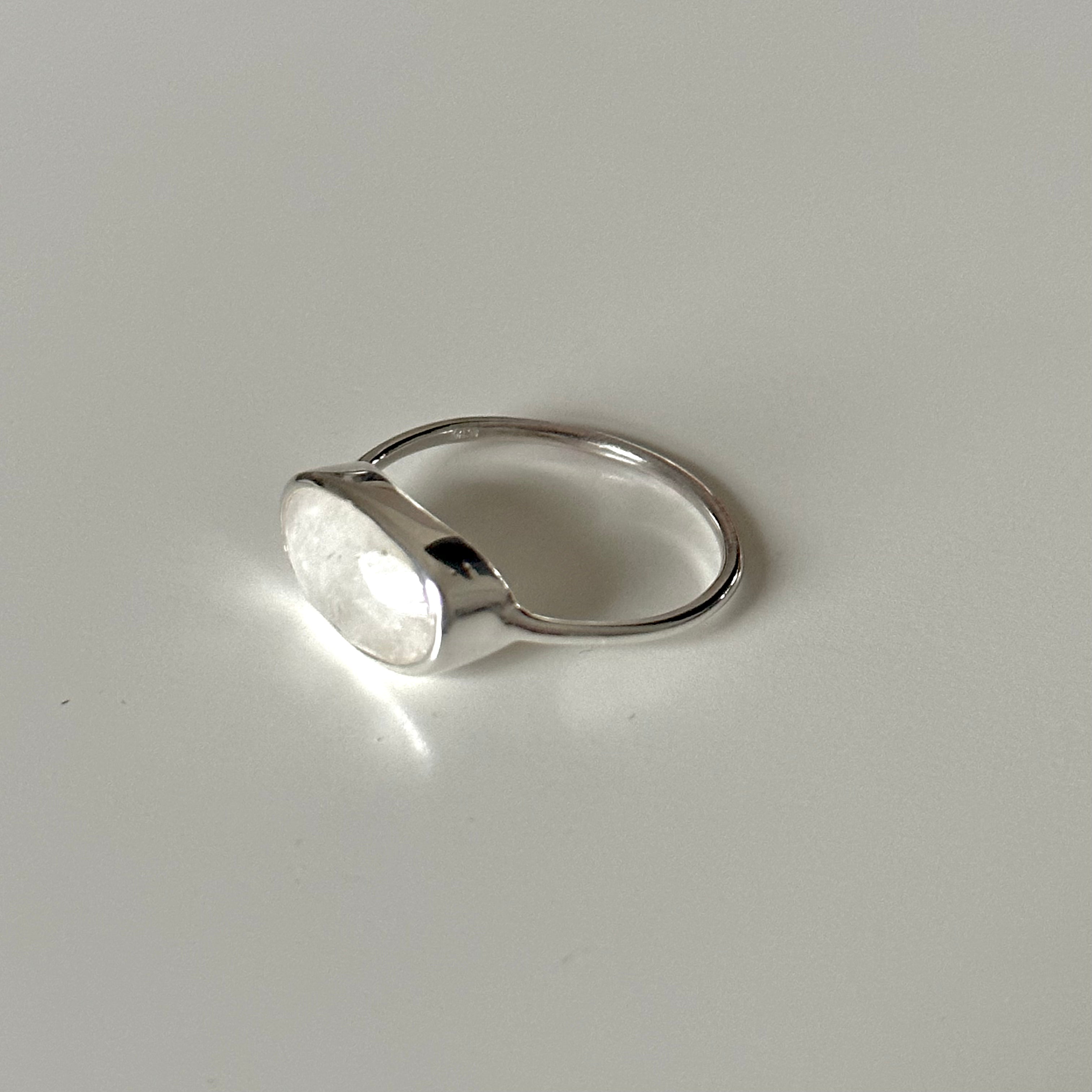 Faceted Oval Cut Natural Gemstone Sterling Silver Fine Band Ring - Moonstone