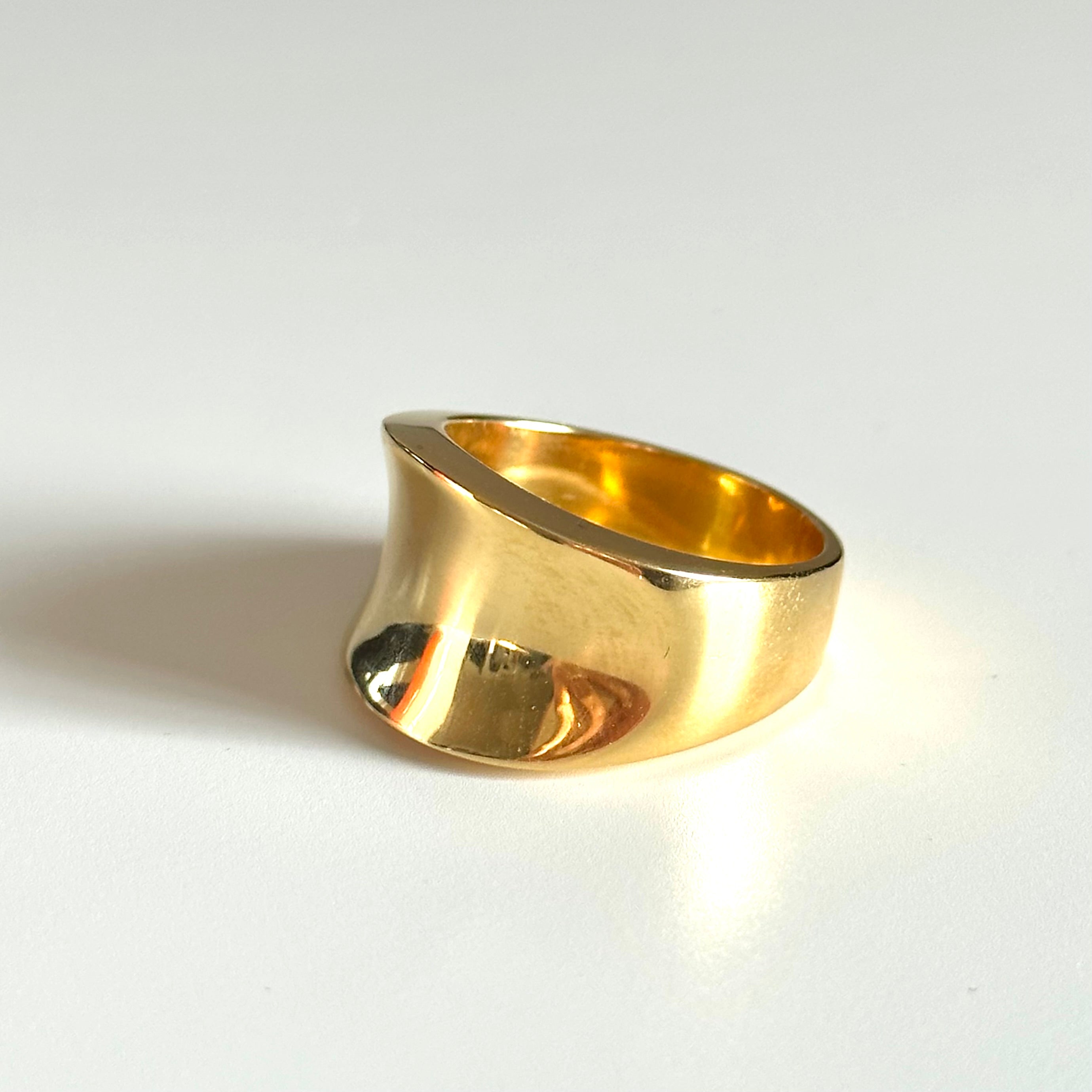 Gold Plated Sterling Silver Concave Tapered Ring- Milina London