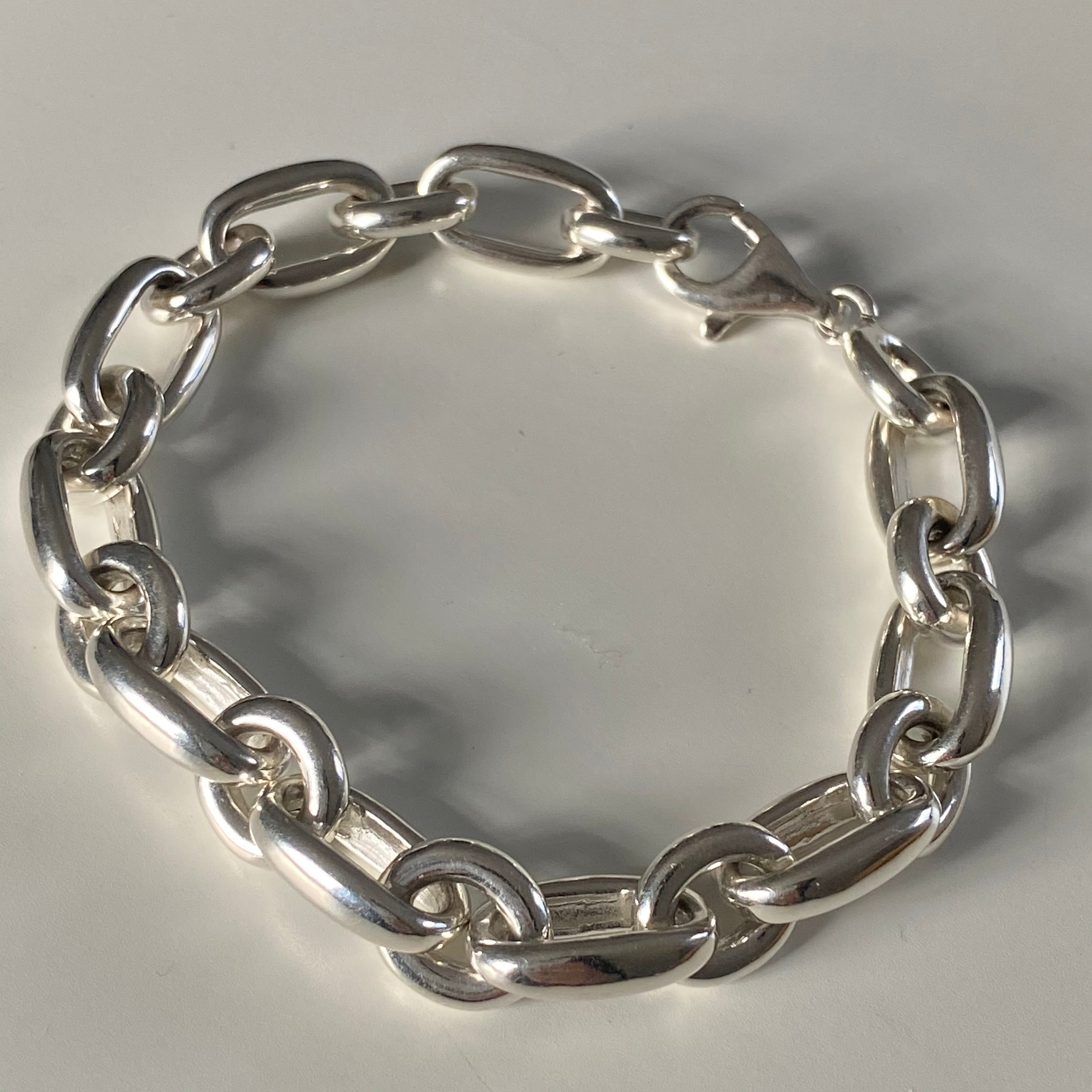 Statement Sterling Silver Link Bracelet with Oval Links