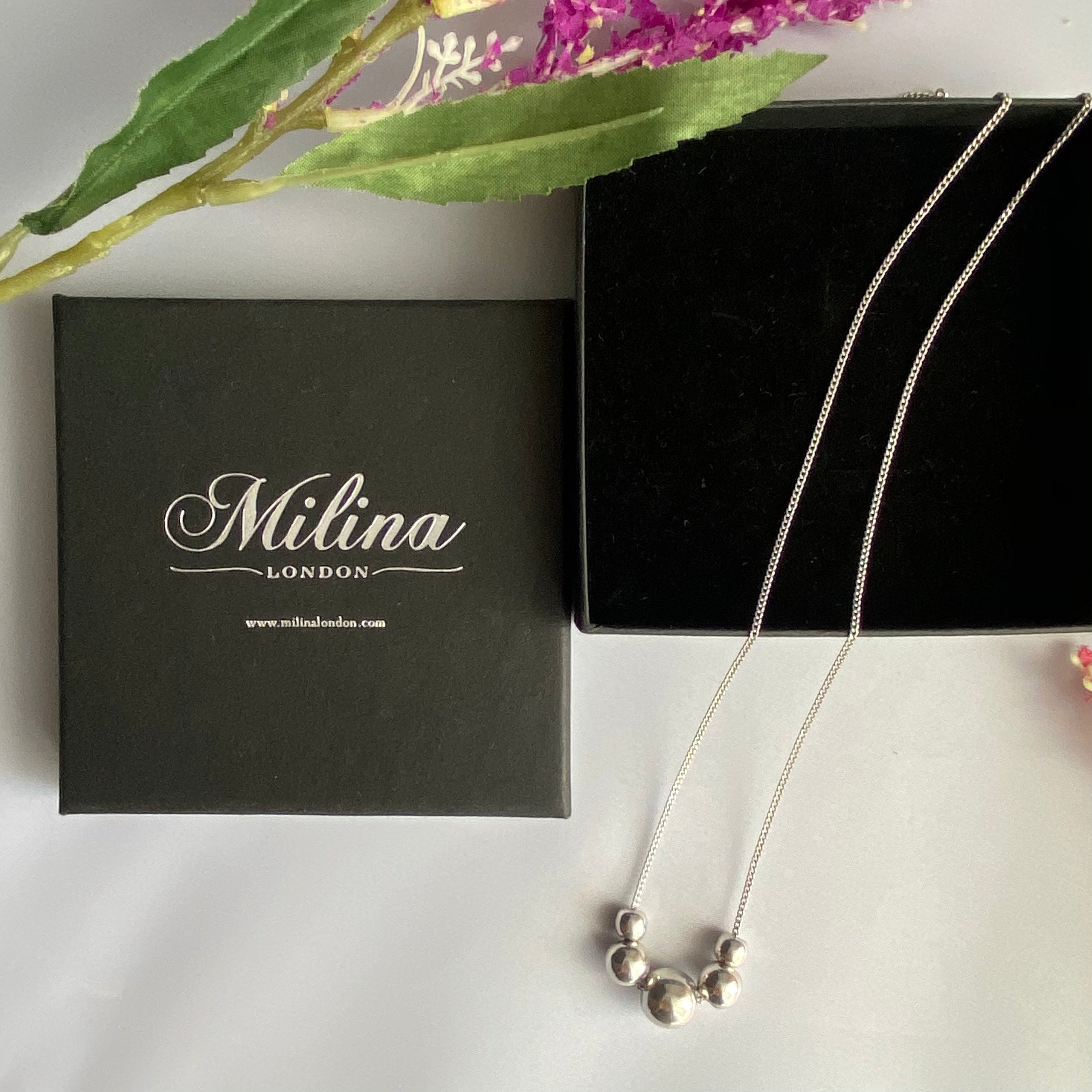 Sterling Silver Necklace with 5 Balls
