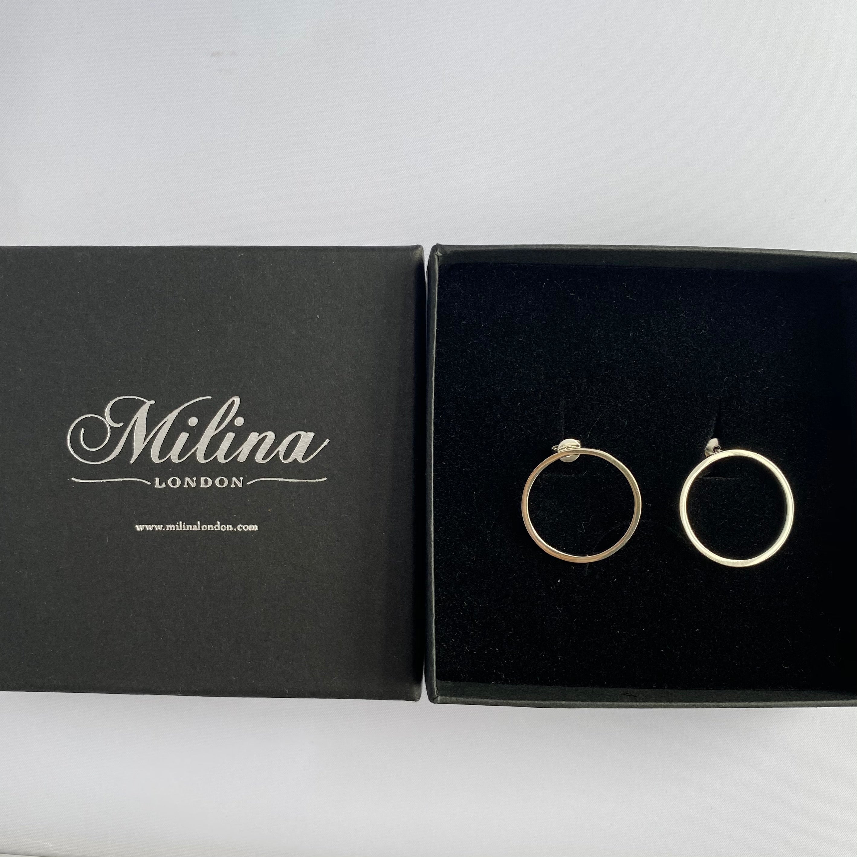 Sterling Silver Hollow Circle Stud Earrings