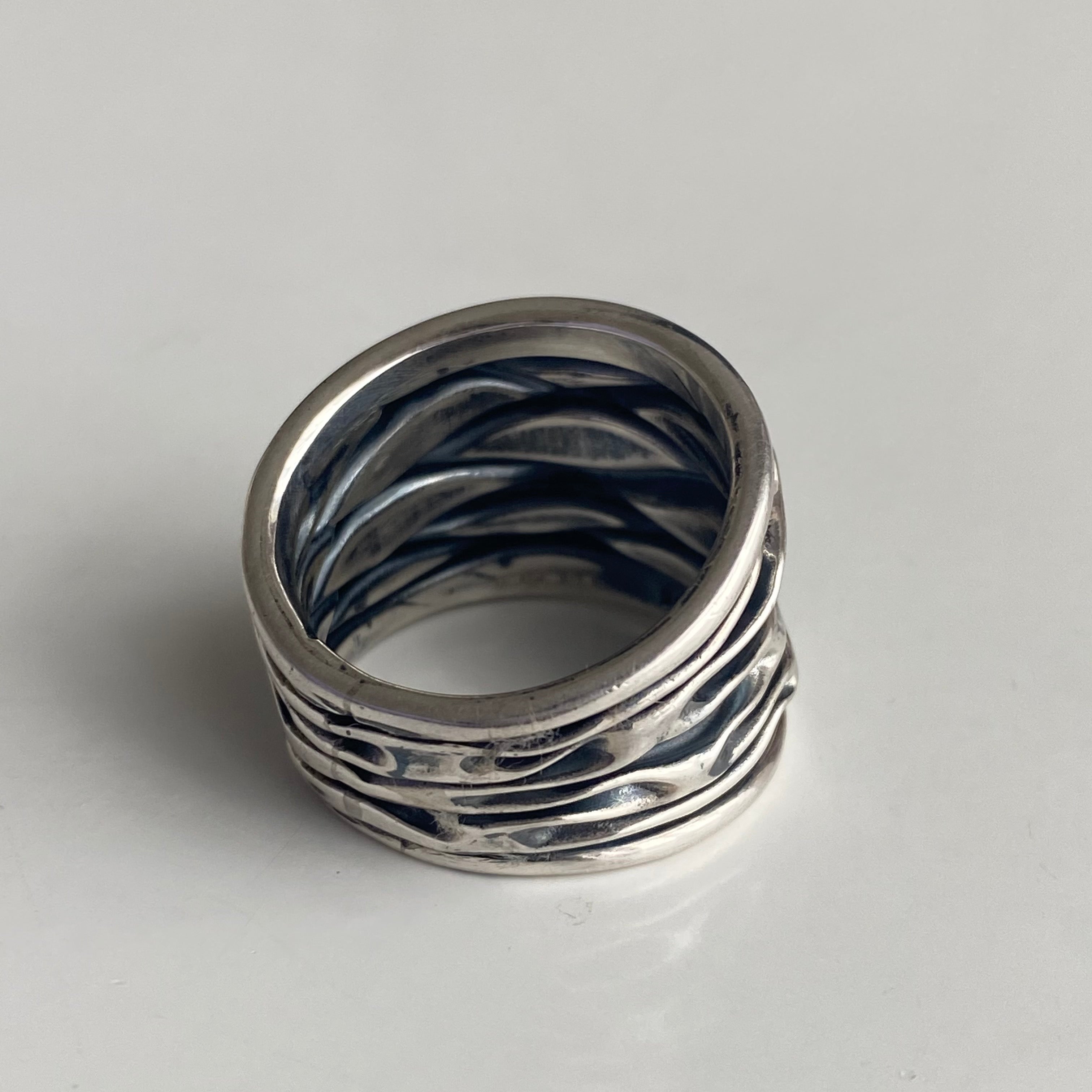 Wavy Oxidised Sterling Silver Ring