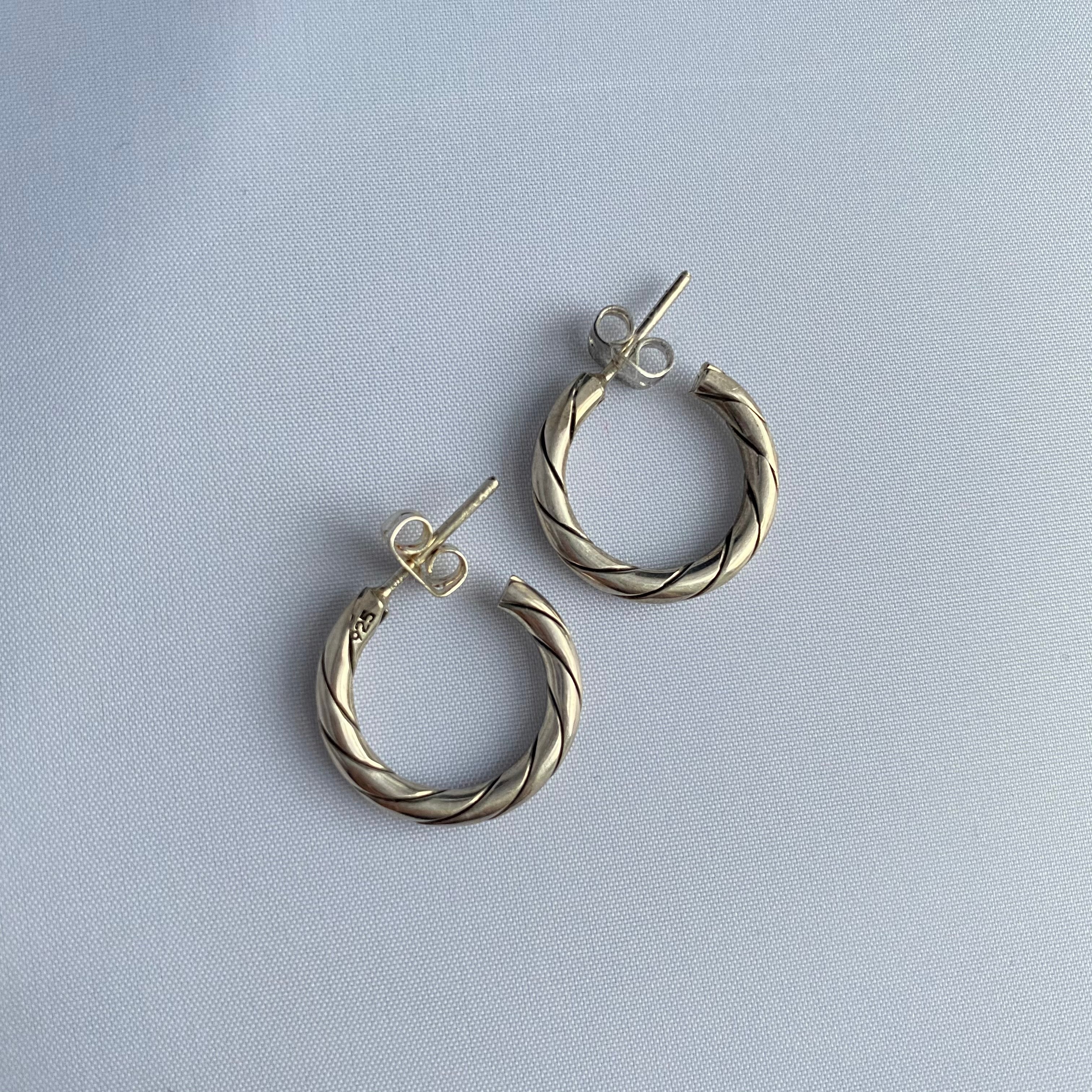 Sterling Silver Twisted Hoop Earrings